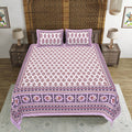 Rudra Bazaar Purple 210 TC Cotton Double King Bedsheet With 2 Pillow Covers | Grocsy