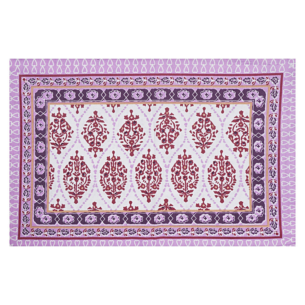 Rudra Bazaar Purple 210 TC Cotton Double King Bedsheet With 2 Pillow Covers | Grocsy