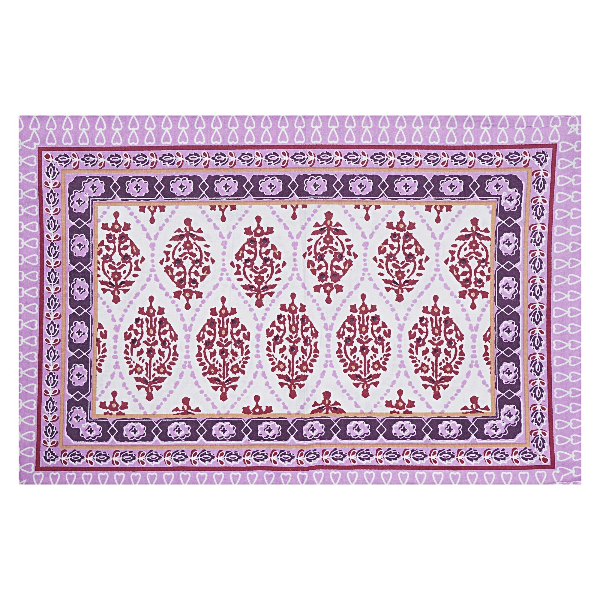 Rudra Bazaar Purple 210 TC Cotton Double King Bedsheet With 2 Pillow Covers | Grocsy