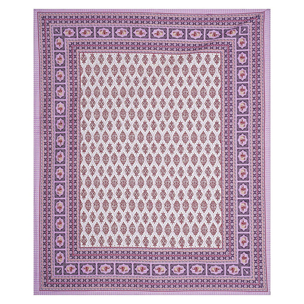 Rudra Bazaar Purple 210 TC Cotton Double King Bedsheet With 2 Pillow Covers | Grocsy