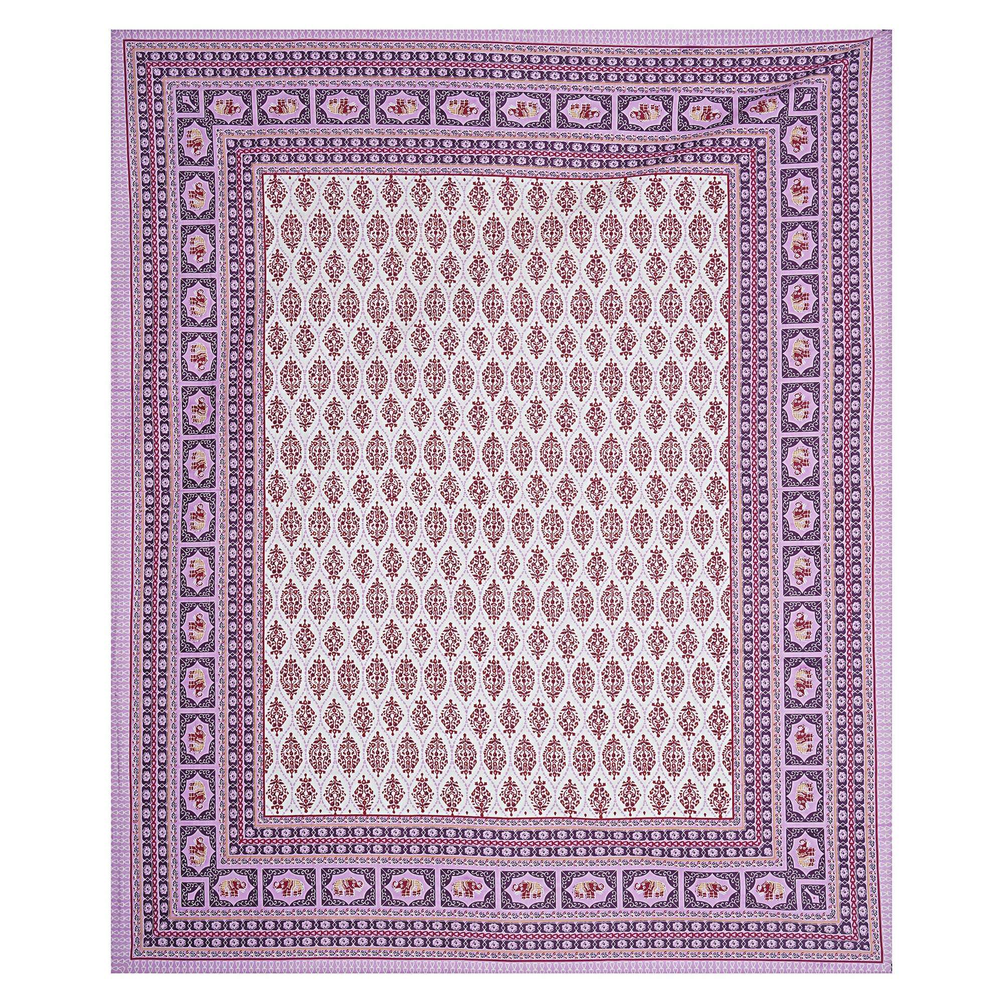 Rudra Bazaar Purple 210 TC Cotton Double King Bedsheet With 2 Pillow Covers | Grocsy
