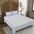Rudra Bazaar Blue 210 TC Cotton Double King Bedsheet With 2 Pillow Covers | Grocsy