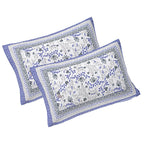 Rudra Bazaar Blue 210 TC Cotton Double King Bedsheet With 2 Pillow Covers | Grocsy