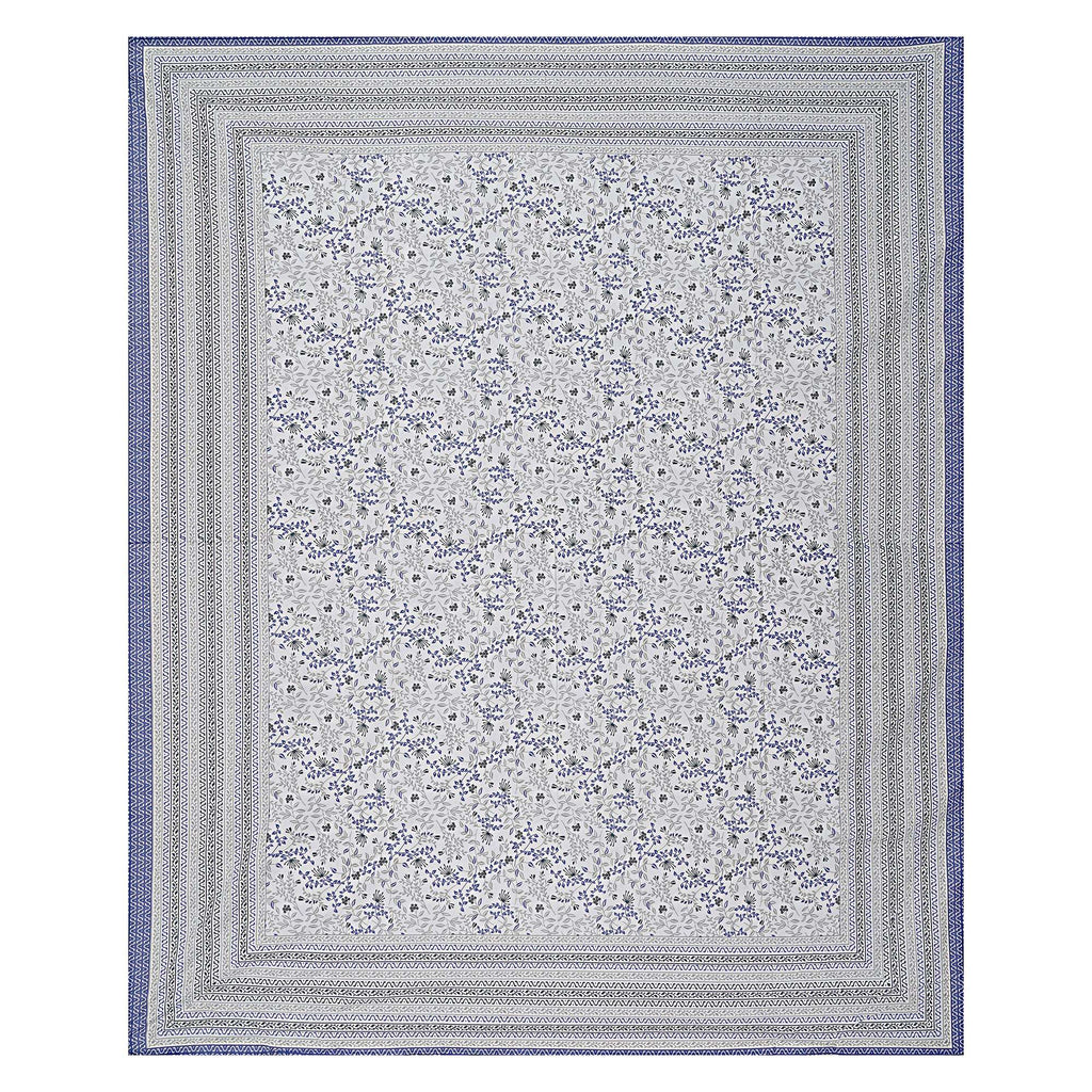 Rudra Bazaar Blue 210 TC Cotton Double King Bedsheet With 2 Pillow Covers | Grocsy