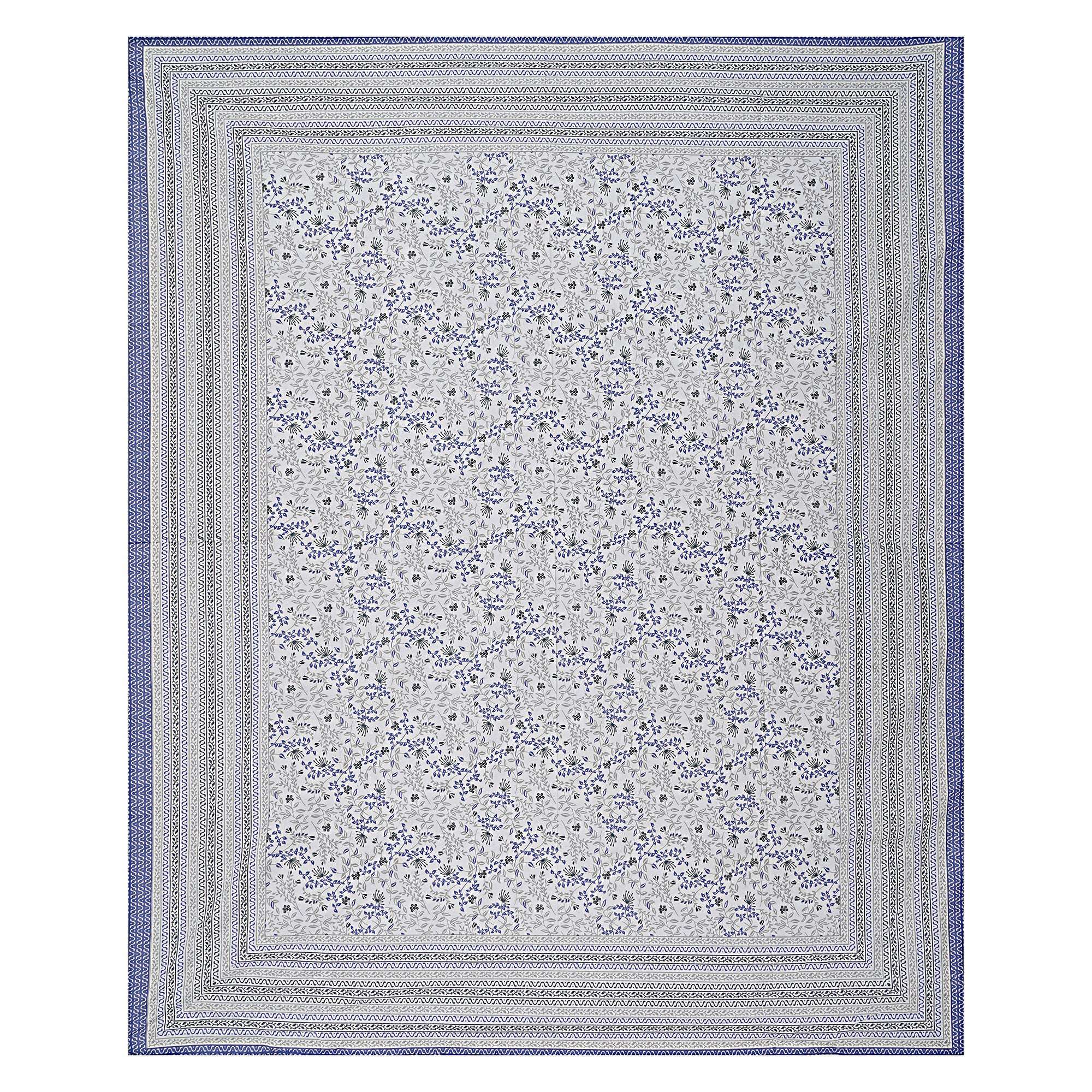 Rudra Bazaar Blue 210 TC Cotton Double King Bedsheet With 2 Pillow Covers | Grocsy
