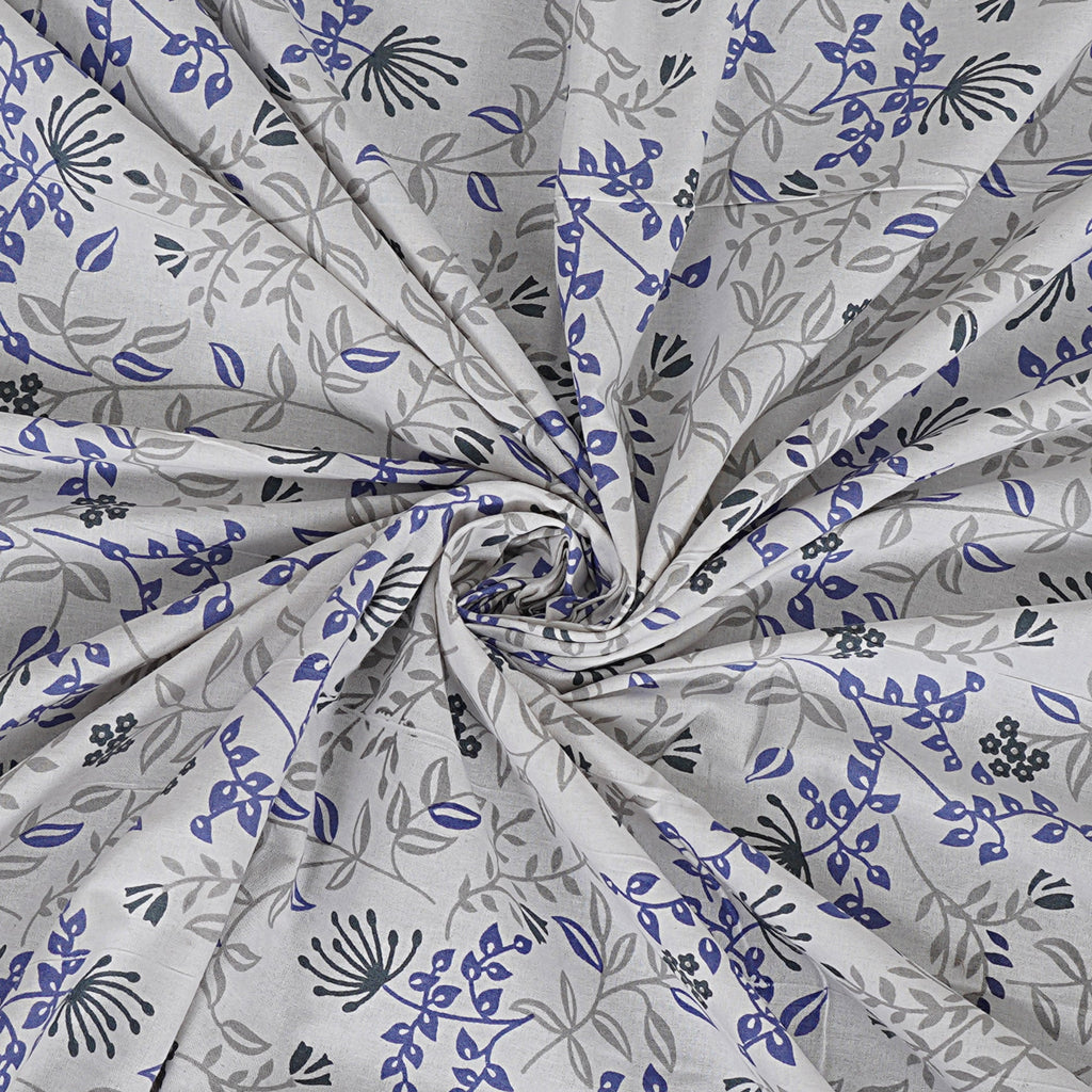 Rudra Bazaar Blue 210 TC Cotton Double King Bedsheet With 2 Pillow Covers | Grocsy