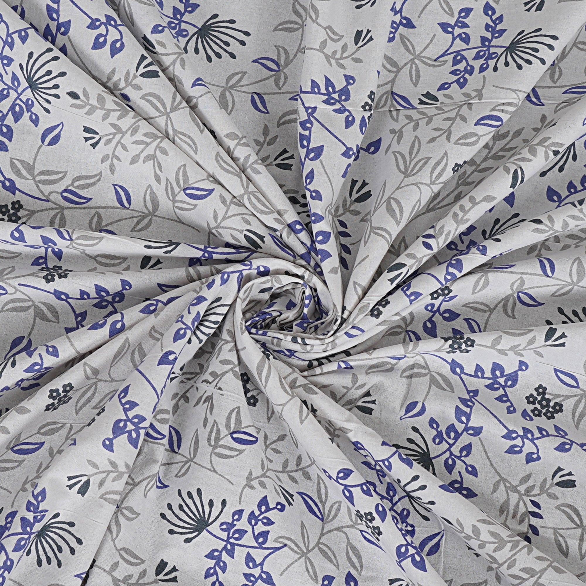 Rudra Bazaar Blue 210 TC Cotton Double King Bedsheet With 2 Pillow Covers | Grocsy
