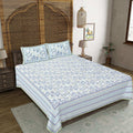 Rudra Bazaar Green 210 TC Cotton Double King Bedsheet With 2 Pillow Covers | Grocsy