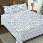 Rudra Bazaar Green 210 TC Cotton Double King Bedsheet With 2 Pillow Covers | Grocsy