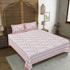 Rudra Bazaar Orange 210 TC Cotton Double King Bedsheet With 2 Pillow Covers | Grocsy