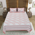 Rudra Bazaar Orange 210 TC Cotton Double King Bedsheet With 2 Pillow Covers | Grocsy