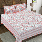 Rudra Bazaar Orange 210 TC Cotton Double King Bedsheet With 2 Pillow Covers | Grocsy
