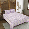 Rudra Bazaar Purple 210 TC Cotton Double King Bedsheet With 2 Pillow Covers | Grocsy