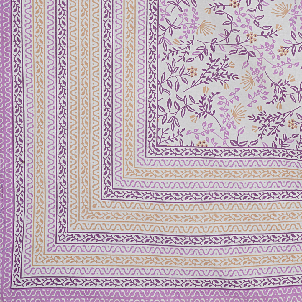 Rudra Bazaar Purple 210 TC Cotton Double King Bedsheet With 2 Pillow Covers | Grocsy