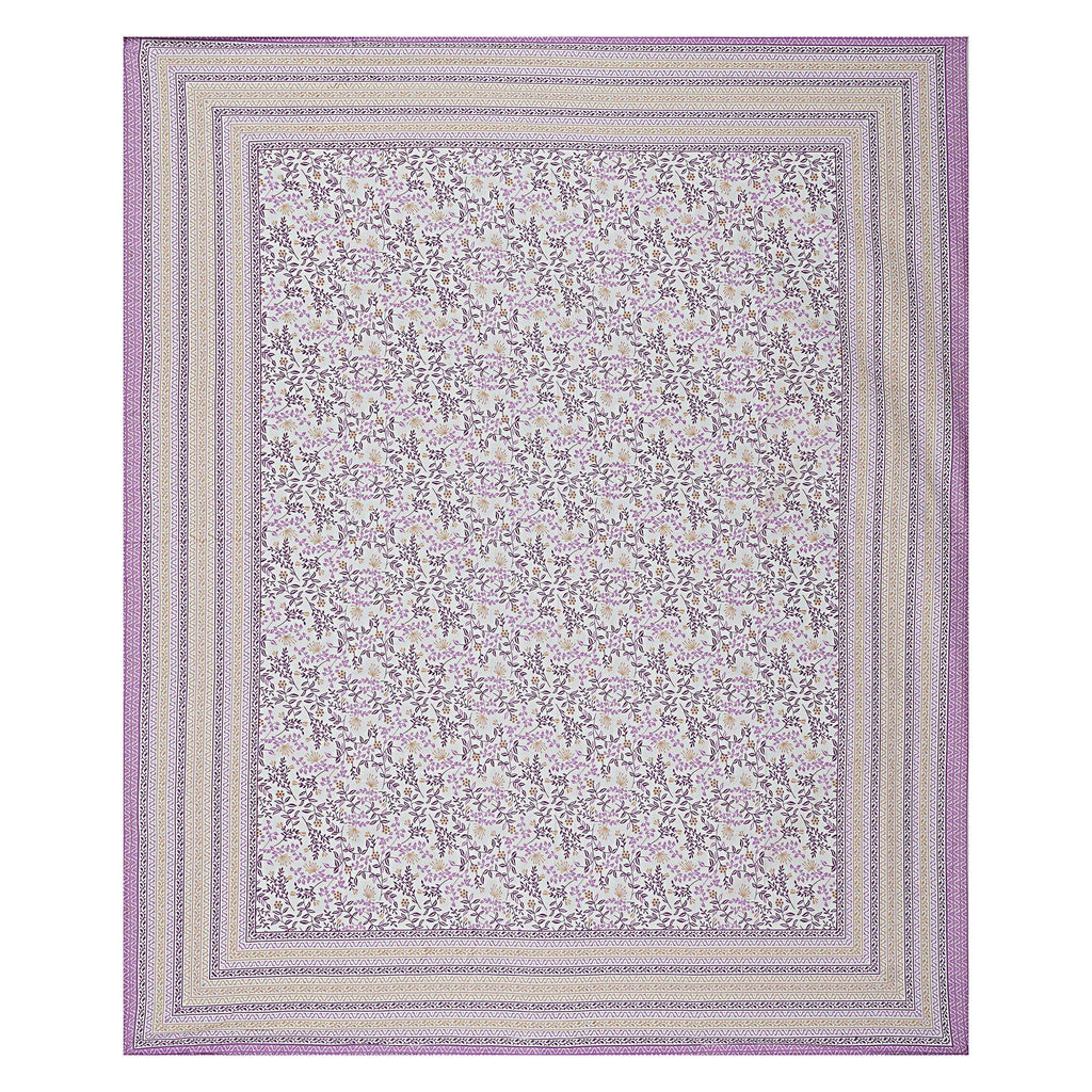 Rudra Bazaar Purple 210 TC Cotton Double King Bedsheet With 2 Pillow Covers | Grocsy