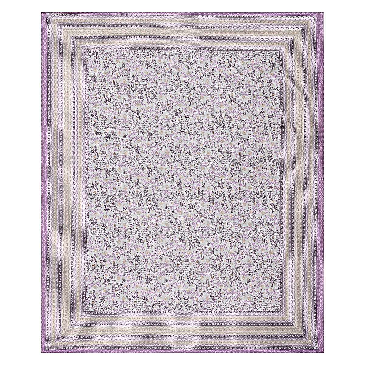 Rudra Bazaar Purple 210 TC Cotton Double King Bedsheet With 2 Pillow Covers | Grocsy