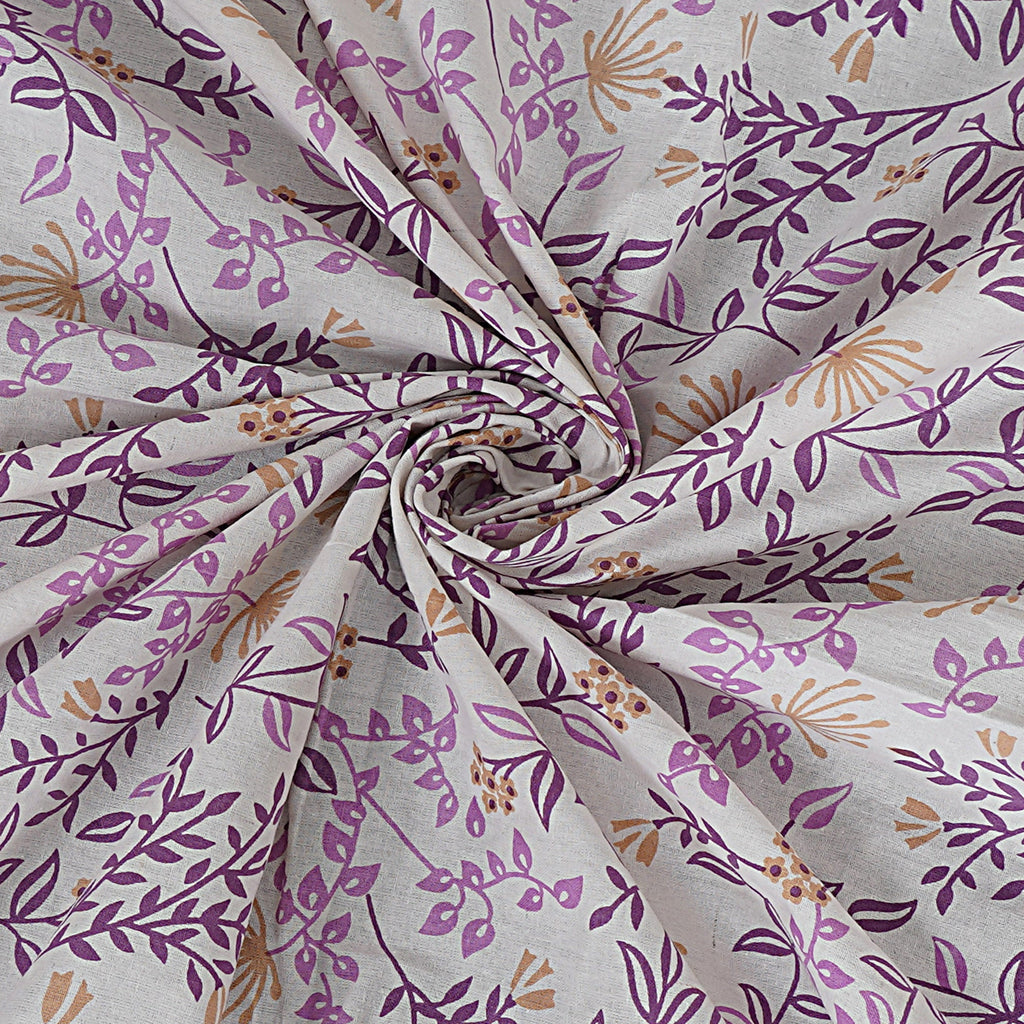 Rudra Bazaar Purple 210 TC Cotton Double King Bedsheet With 2 Pillow Covers | Grocsy