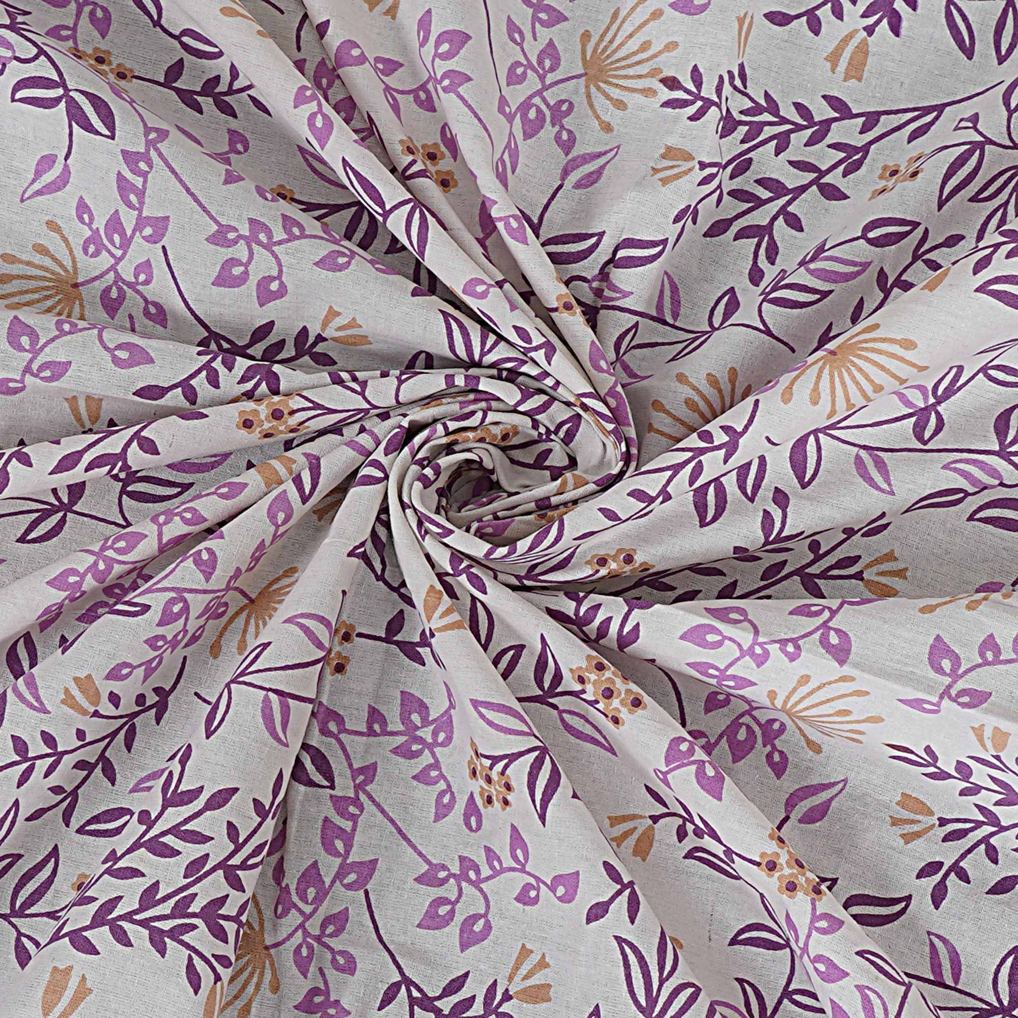 Rudra Bazaar Purple 210 TC Cotton Double King Bedsheet With 2 Pillow Covers | Grocsy