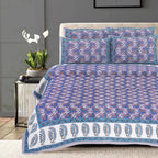 Rudra Bazaar Multi 210 TC Cotton Double King Bedsheet With 2 Pillow Covers | Grocsy