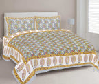 Rudra Bazaar Multi 210 TC Cotton Double King Bedsheet With 2 Pillow Covers | Grocsy