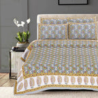 Rudra Bazaar Multi 210 TC Cotton Double King Bedsheet With 2 Pillow Covers | Grocsy