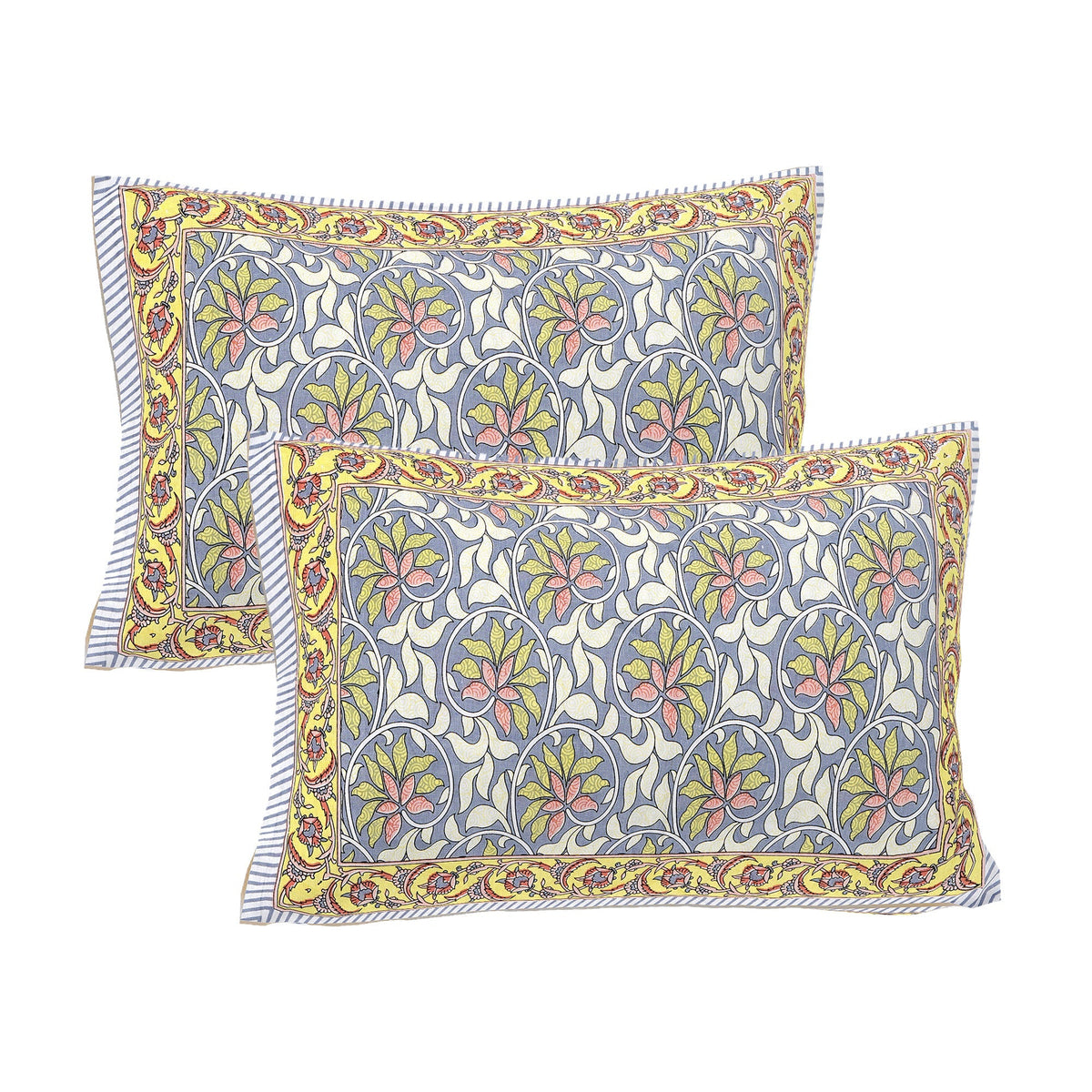 Rudra Bazaar Multi 210 TC Cotton Double King Bedsheet With 2 Pillow Covers | Grocsy