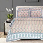 Rudra Bazaar Multi 210 TC Cotton Double King Bedsheet With 2 Pillow Covers | Grocsy