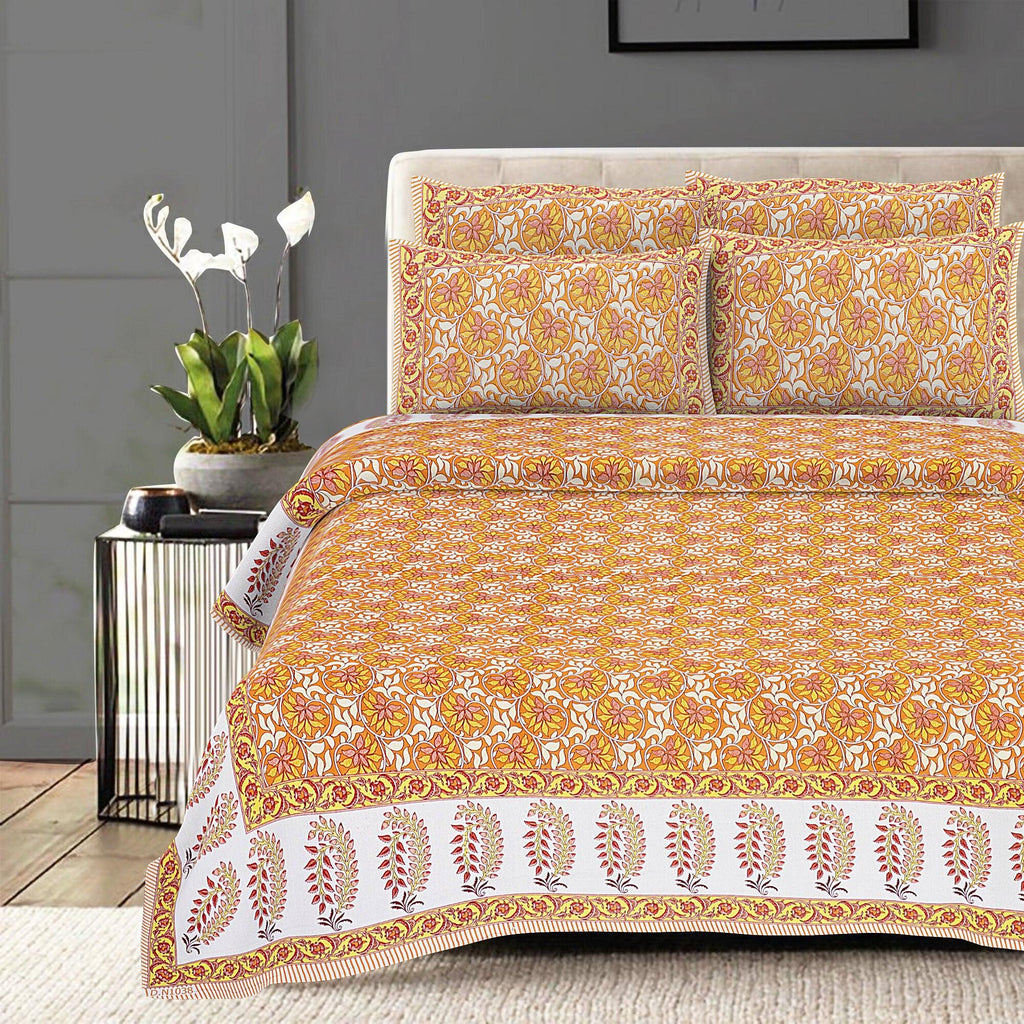 Rudra Bazaar Multi 210 TC Cotton Double King Bedsheet With 2 Pillow Covers | Grocsy
