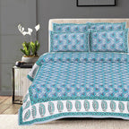 Rudra Bazaar Multi 210 TC Cotton Double King Bedsheet With 2 Pillow Covers | Grocsy