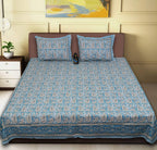 Rudra Bazaar Multi 210 TC Cotton Double King Bedsheet With 2 Pillow Covers | Grocsy