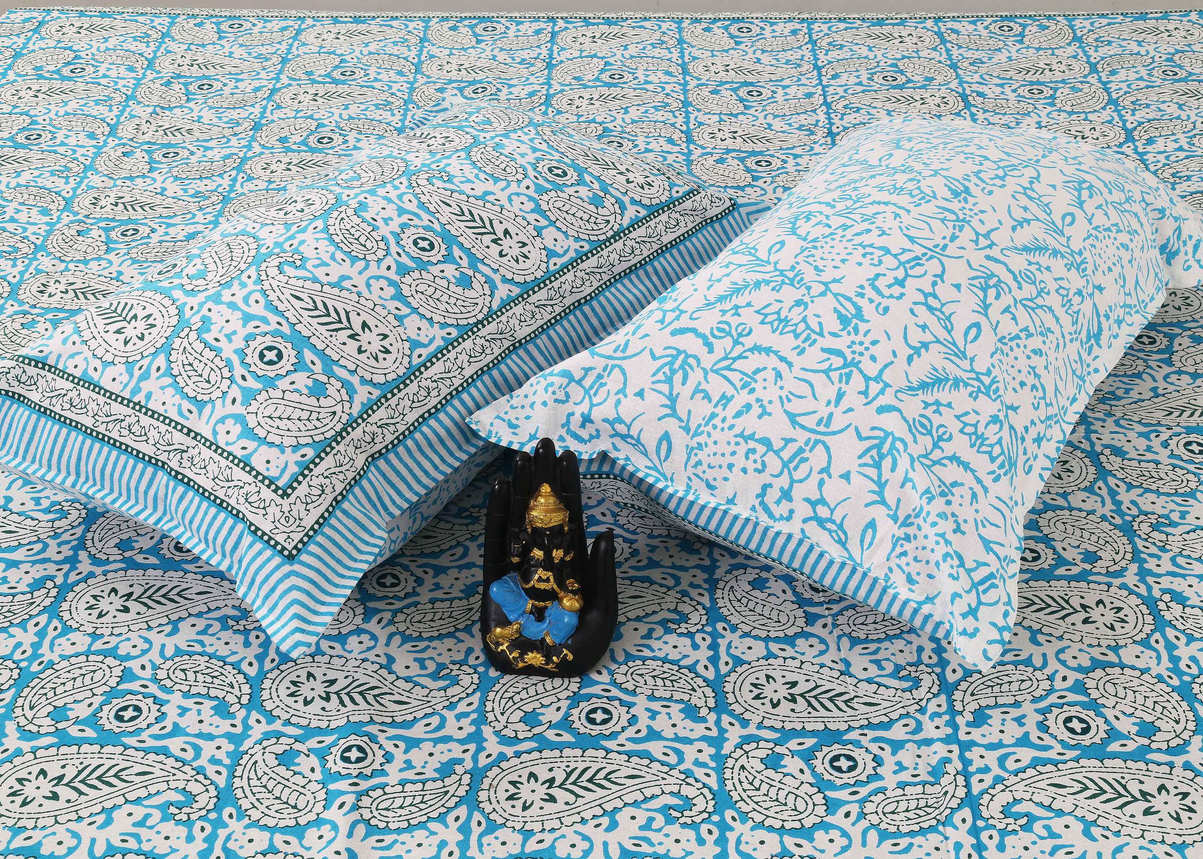 Rudra Bazaar Multi 210 TC Cotton Double King Bedsheet With 2 Pillow Covers | Grocsy