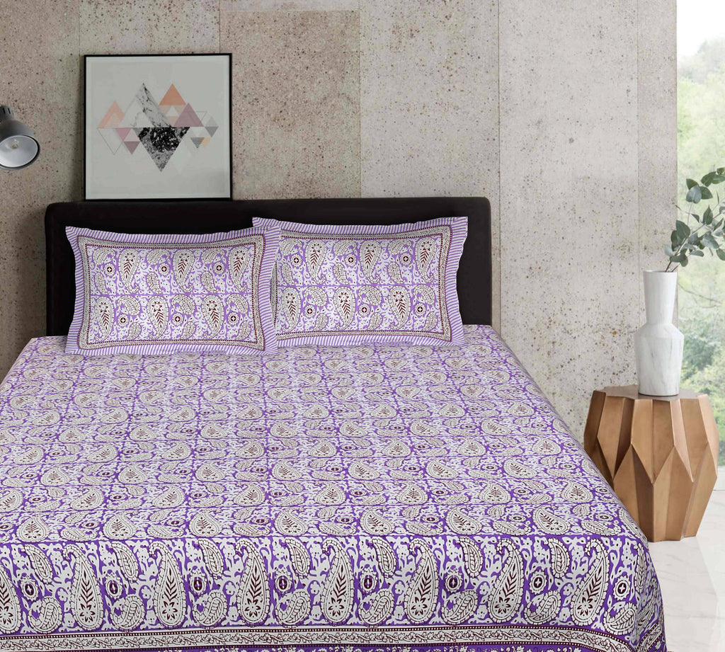 Rudra Bazaar Multi 210 TC Cotton Double King Bedsheet With 2 Pillow Covers | Grocsy