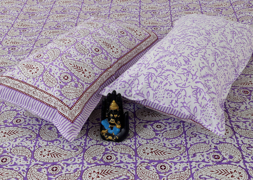 Rudra Bazaar Multi 210 TC Cotton Double King Bedsheet With 2 Pillow Covers | Grocsy