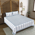 Rudra Bazaar Grey 210 TC Cotton Double King Bedsheet With 2 Pillow Covers | Grocsy