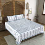 Rudra Bazaar Grey 210 TC Cotton Double King Bedsheet With 2 Pillow Covers | Grocsy