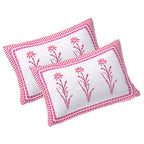 Rudra Bazaar Pink 210 TC Cotton Double King Bedsheet With 2 Pillow Covers | Grocsy