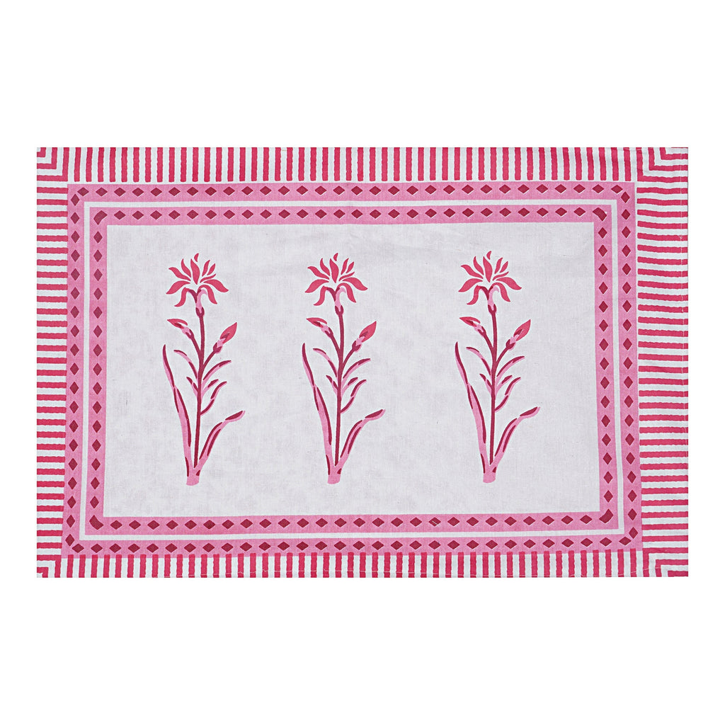 Rudra Bazaar Pink 210 TC Cotton Double King Bedsheet With 2 Pillow Covers | Grocsy
