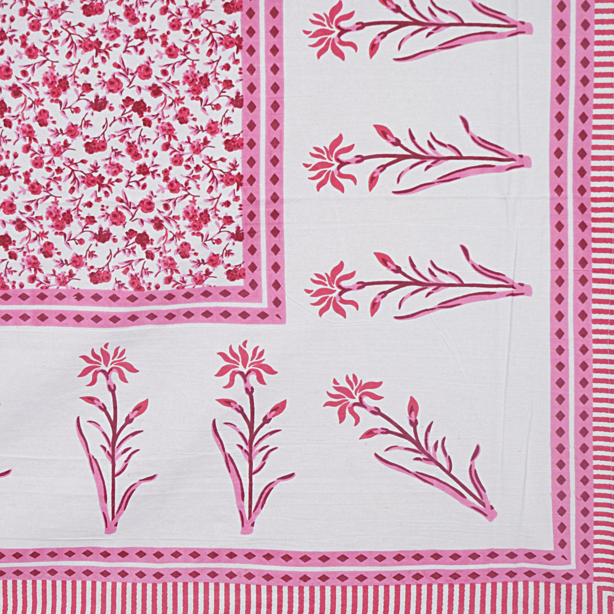 Rudra Bazaar Pink 210 TC Cotton Double King Bedsheet With 2 Pillow Covers | Grocsy