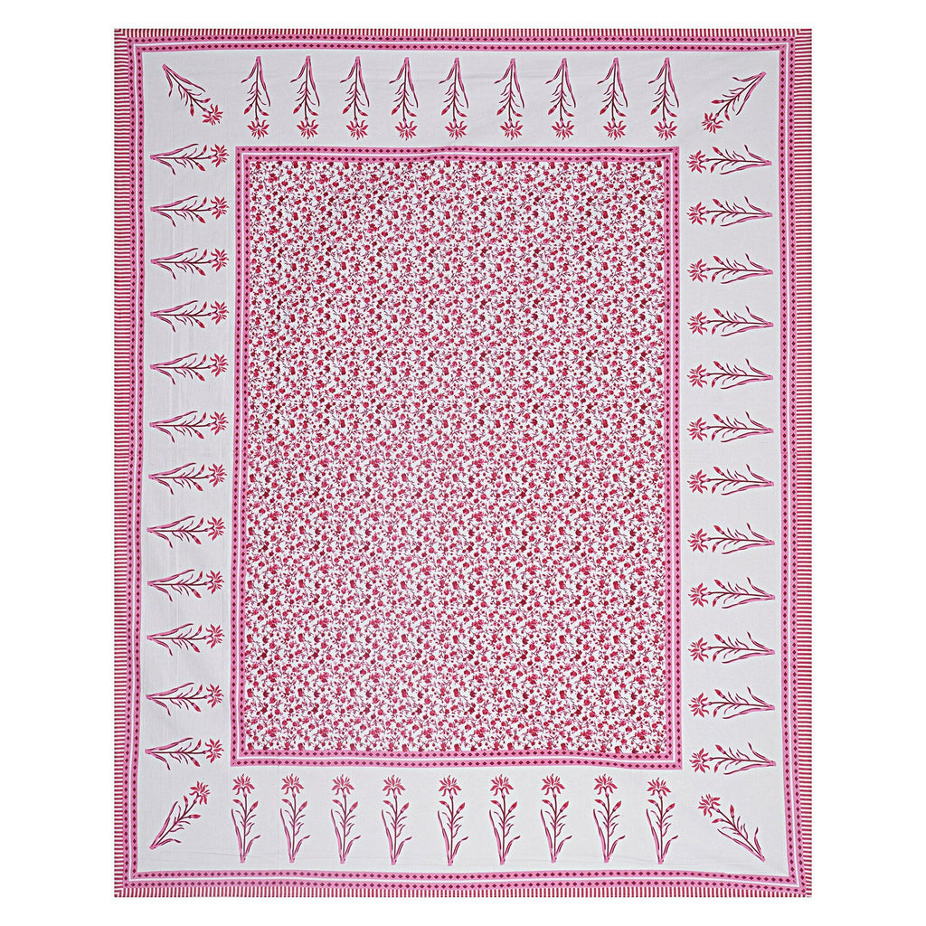 Rudra Bazaar Pink 210 TC Cotton Double King Bedsheet With 2 Pillow Covers | Grocsy