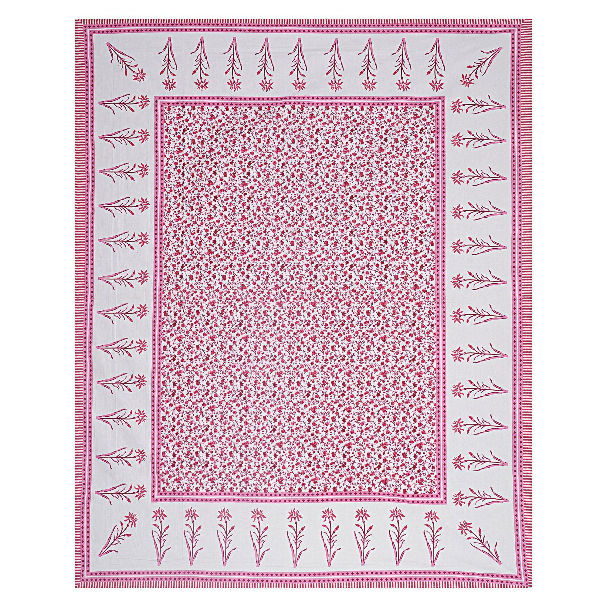 Rudra Bazaar Pink 210 TC Cotton Double King Bedsheet With 2 Pillow Covers | Grocsy