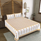 Rudra Bazaar Yellow 210 TC Cotton Double King Bedsheet With 2 Pillow Covers | Grocsy