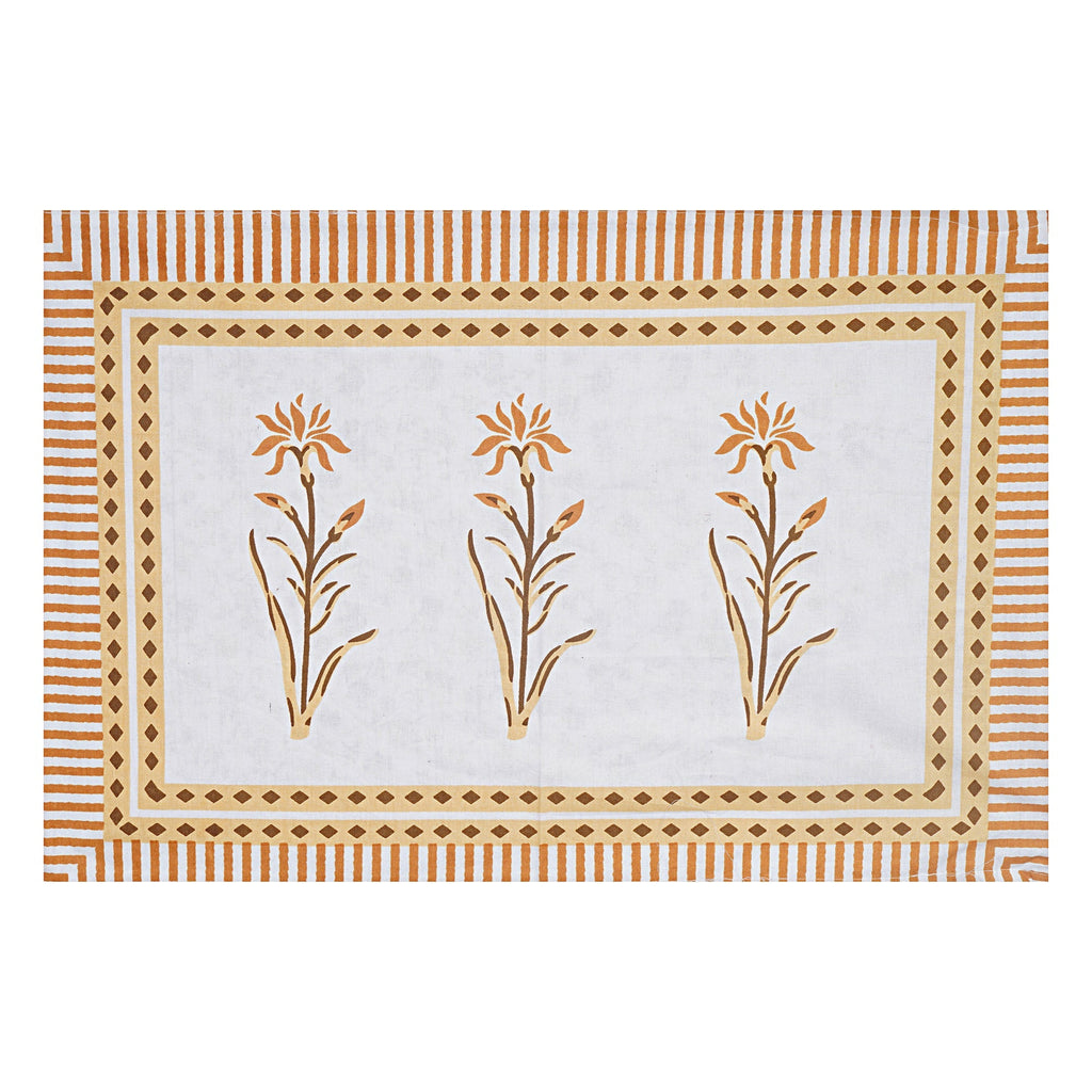 Rudra Bazaar Yellow 210 TC Cotton Double King Bedsheet With 2 Pillow Covers | Grocsy