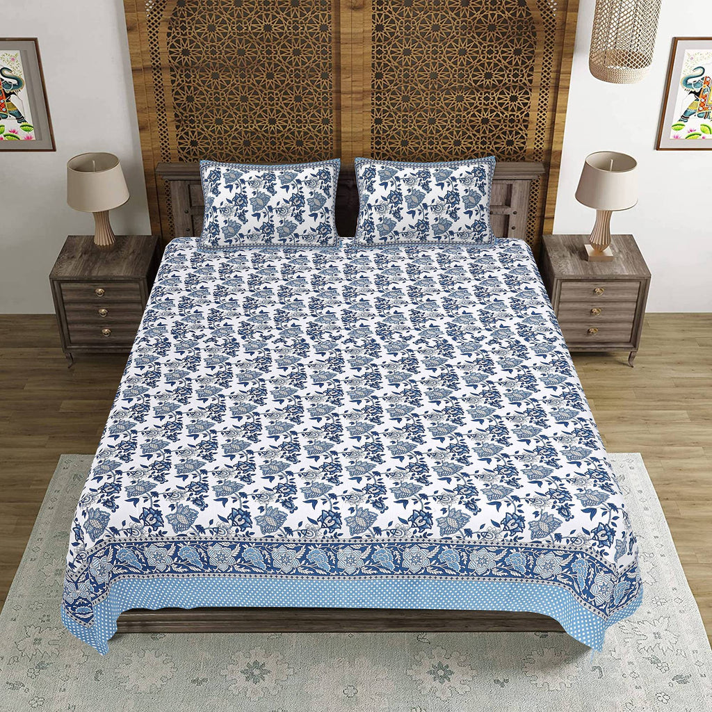 Rudra Bazaar Brown 210 TC Cotton Double King Bedsheet With 2 Pillow Covers | Grocsy