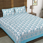 Rudra Bazaar Pink 210 TC Cotton Double King Bedsheet With 2 Pillow Covers | Grocsy
