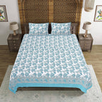 Rudra Bazaar Pink 210 TC Cotton Double King Bedsheet With 2 Pillow Covers | Grocsy