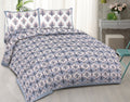 Rudra Bazaar Blue 210 TC Cotton Double King Bedsheet With 2 Pillow Covers | Grocsy