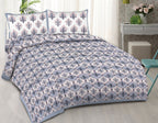 Rudra Bazaar Blue 210 TC Cotton Double King Bedsheet With 2 Pillow Covers | Grocsy