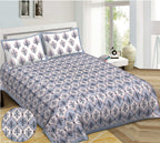 Rudra Bazaar Blue 210 TC Cotton Double King Bedsheet With 2 Pillow Covers | Grocsy