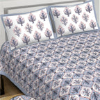 Rudra Bazaar Blue 210 TC Cotton Double King Bedsheet With 2 Pillow Covers | Grocsy
