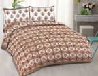Rudra Bazaar Brown 210 TC Cotton Double King Bedsheet With 2 Pillow Covers | Grocsy